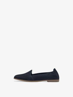 Tamaris Babouche En Cuir - Bleu | Chaussures Basses Et Pantoufles