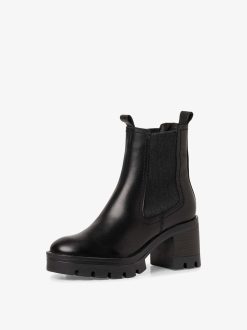 Tamaris Bottine Chelsea En Cuir - Noir | Bottines