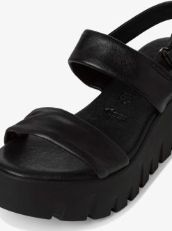 Tamaris Sandale A Talon En Cuir - Noir | Des Sandales