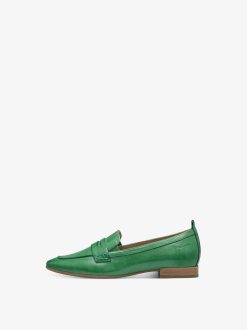 Tamaris Babouche En Cuir - Vert | Chaussures Basses Et Pantoufles