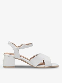 Tamaris Sandale A Talon En Cuir - Blanc | Des Sandales