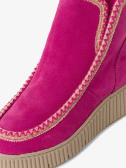 Tamaris Bottine En Cuir - Doublure Chaude Rose | Bottines