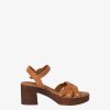 Tamaris Sandale A Talon En Cuir - Marron | Des Sandales