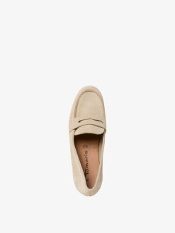 Tamaris Mocassin En Cuir - Beige | Chaussures Basses Et Pantoufles