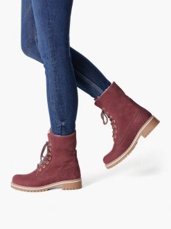 Tamaris Bottine En Cuir - Doublure Chaude Rouge | Bottines