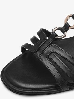 Tamaris Sandale A Talon En Cuir - Noir | Des Sandales