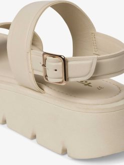 Tamaris Sandale En Cuir - Beige | Des Sandales