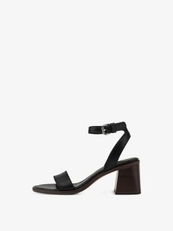 Tamaris Sandale A Talon En Cuir - Noir | Des Sandales