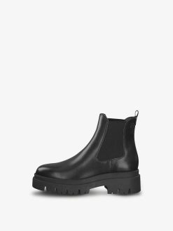 Tamaris Bottine Chelsea En Cuir - Noir | Bottines