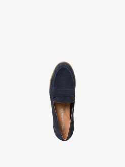 Tamaris Babouche En Cuir - Bleu | Chaussures Basses Et Pantoufles