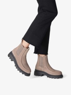 Tamaris Bottine Chelsea En Cuir - Beige | Bottines