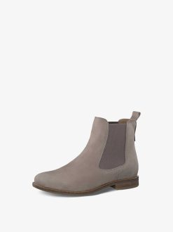 Tamaris Bottine Chelsea En Cuir - Beige | Bottines