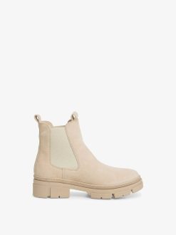 Tamaris Bottine Chelsea En Cuir - Beige | Bottines