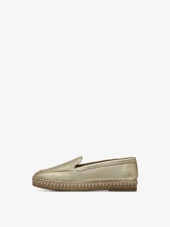 Tamaris Espadrill En Cuir - Or | Chaussures Basses Et Pantoufles