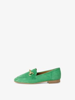 Tamaris Babouche En Cuir - Vert | Chaussures Basses Et Pantoufles