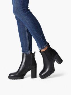 Tamaris Bottine Chelsea En Cuir - Noir | Bottines