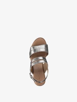 Tamaris Sandale A Talon En Cuir - Metallise | Des Sandales