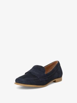 Tamaris Babouche En Cuir - Bleu | Chaussures Basses Et Pantoufles