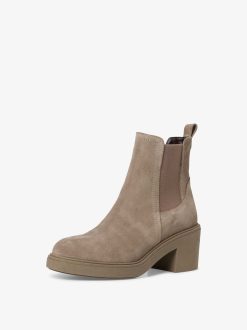 Tamaris Bottine Chelsea En Cuir - Marron | Bottines