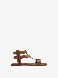 Tamaris Sandale En Cuir - Marron | Des Sandales