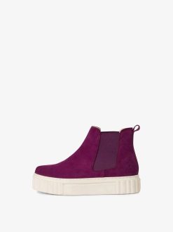 Tamaris Bottine Chelsea En Cuir - Violet | Bottines