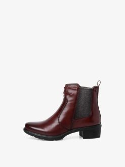 Tamaris Bottine Chelsea En Cuir - Rouge | Bottines