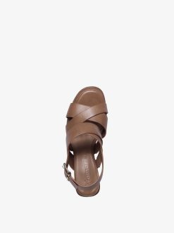 Tamaris Sandale A Talon En Cuir - Marron | Des Sandales