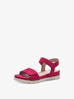 Tamaris Sandale A Talon En Cuir - Rose | Des Sandales