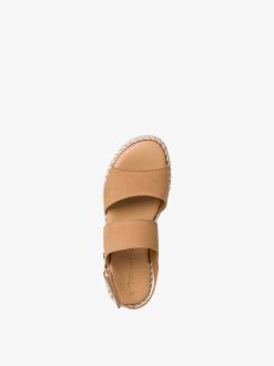 Tamaris Sandale A Talon En Cuir - Beige | Des Sandales