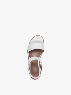 Tamaris Sandale A Talon En Cuir - Blanc | Des Sandales