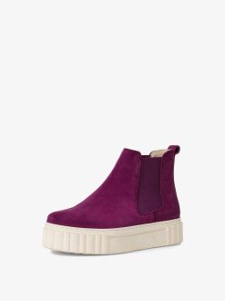 Tamaris Bottine Chelsea En Cuir - Violet | Bottines