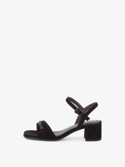 Tamaris Sandale A Talon En Cuir - Noir | Des Sandales