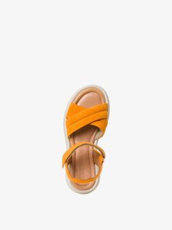 Tamaris Sandale A Talon En Cuir - Orange | Des Sandales