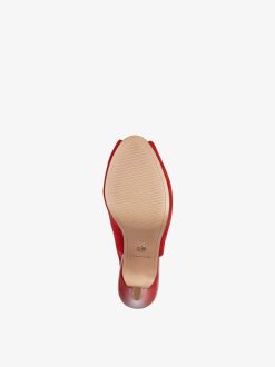 Tamaris Peeptoe En Cuir - Rouge | Pompes