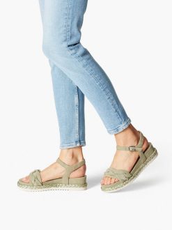 Tamaris Sandale A Talon En Cuir - Vert | Des Sandales