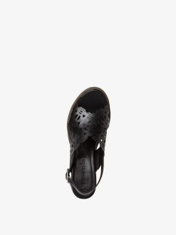 Tamaris Sandale A Talon En Cuir - Noir | Des Sandales