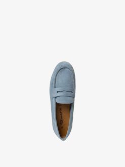 Tamaris Mocassin En Cuir - Bleu | Chaussures Basses Et Pantoufles