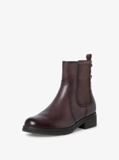 Tamaris Bottine Chelsea En Cuir - Marron | Bottines