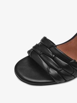 Tamaris Sandale A Talon En Cuir - Noir | Des Sandales