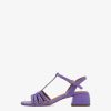 Tamaris Sandale A Talon En Cuir - Violet | Des Sandales