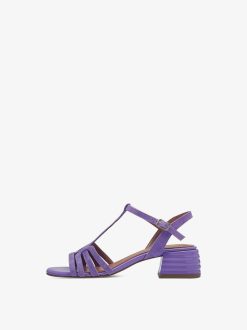 Tamaris Sandale A Talon En Cuir - Violet | Des Sandales