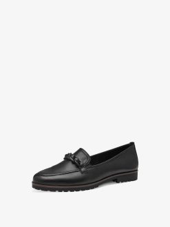 Tamaris Babouche En Cuir - Noir | Chaussures Basses Et Pantoufles