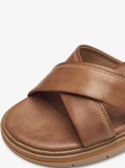 Tamaris Sandale En Cuir - Marron | Des Sandales