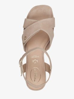 Tamaris Sandale A Talon En Cuir - Marron | Des Sandales