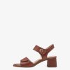 Tamaris Sandale A Talon En Cuir - Marron | Des Sandales