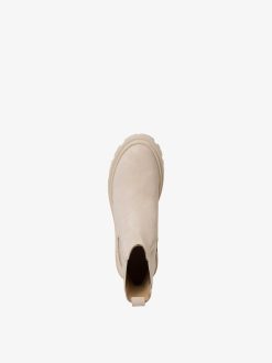 Tamaris Bottine Chelsea En Cuir - Beige | Bottines