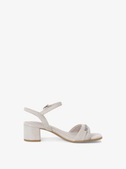 Tamaris Sandale A Talon En Cuir - Gris | Des Sandales