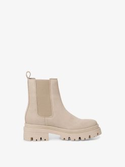 Tamaris Bottine Chelsea En Cuir - Beige | Bottines