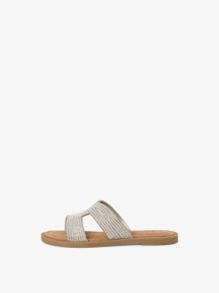 Tamaris Mule En Cuir - Argent | Mules