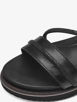 Tamaris Sandale A Talon En Cuir - Noir | Des Sandales